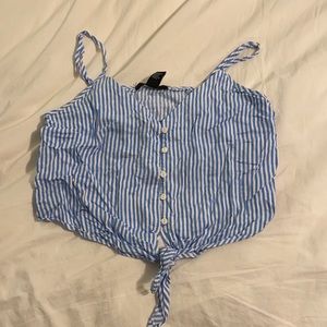 Forever 21 striped tie front tank top